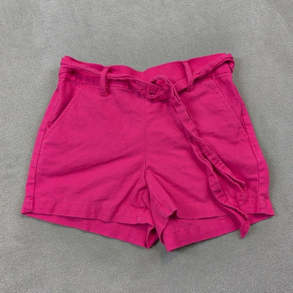 J.Crew Shorts Womens 2 Pink Linen Cotton Blend Elastic Back Tie Waist Relaxed — photo 2